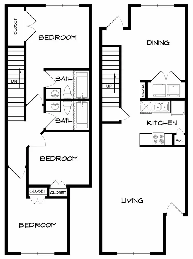 3 Bedroom 2 Bathroom 1904 floor plan